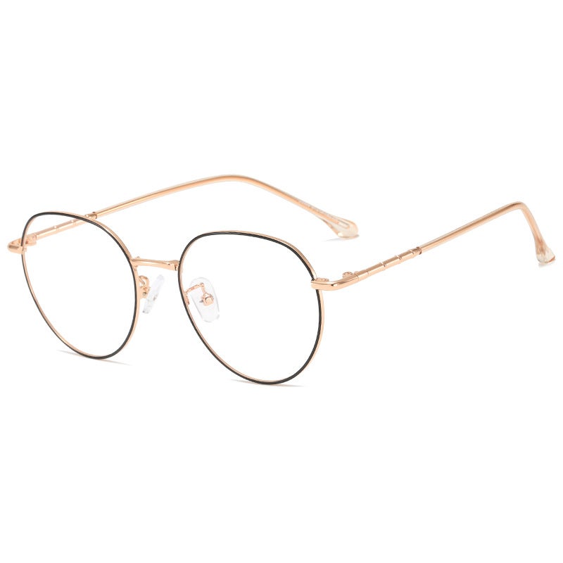 2021 New Simple Metal Glasses Frame Classic Ultra Light Retro Frame Flat Lens Can Be Equipped With Myopia D2998 - Image 1