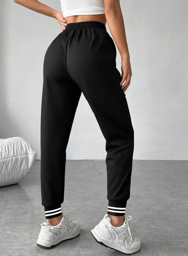Take Two Take Two Black Plain Cuffed Joggers