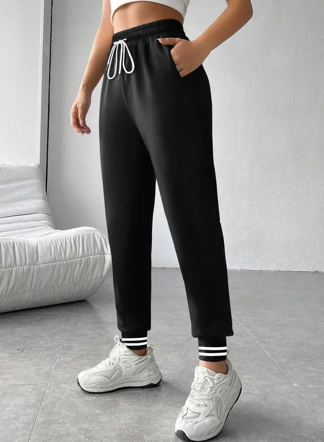 Take Two Take Two Black Plain Cuffed Joggers