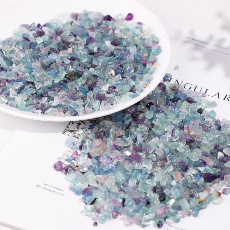 SUNYIK Fluorite/Black Obsidian Tumbled Chips Crystal Crushed Pieces Irregular Shaped 1pound(About 460 gram) - Image 5