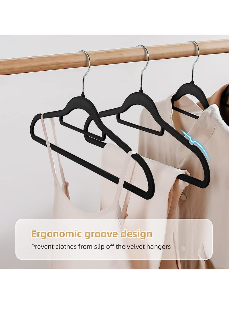 Arabest Velvet Hangers 30 Pack -Space Saving Suit Hangers, Pants & Dress Clothes - Non Slip Clothes Hanger ,360 Degree Swivel, Holds up to 10 lbs - Strong Felt Hangers for Clothing  - Image 4