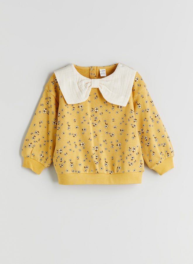 ال سي وايكيكي سويتر بناتي مزين بفيونكة ونقشة زهور - Image 1