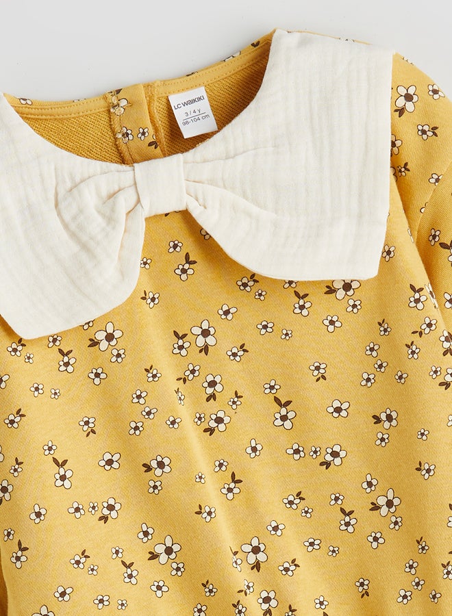 ال سي وايكيكي سويتر بناتي مزين بفيونكة ونقشة زهور - Image 2