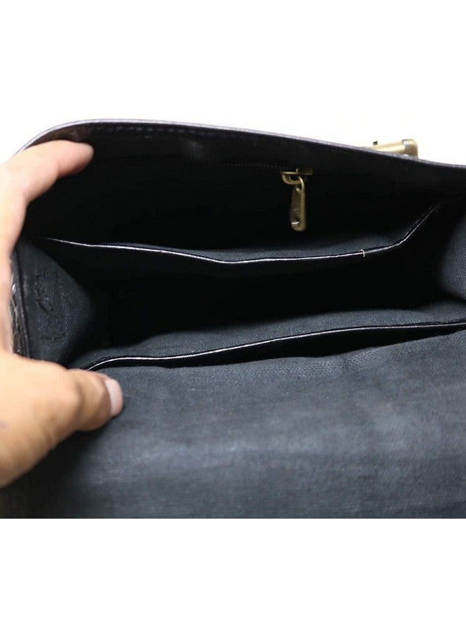 jaald 11" small Leather messenger bag shoulder bag cross body vintage messenger bag for women & men satchel man purse compatible with Ipad and tablet Black, Black, Small, Black, Small - Image 5