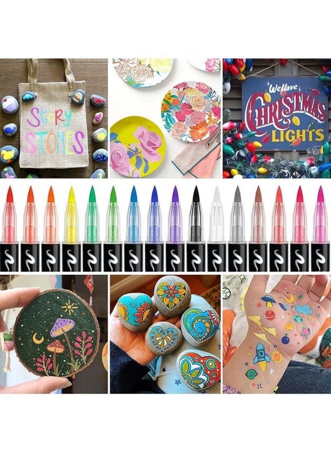 أكريليك 12 قطعة من أقلام تحديد الطلاء الملونة، أقلام تحديد الطلاء الأكريليكية، أقلام تحديد فن الخط للكتابة، صناعة البطاقات، الرسم على الصخور، الحجر، السيراميك، الزجاج، الخشب، القماش، المعدن، الحرف الفنية اليدوية - Image 5