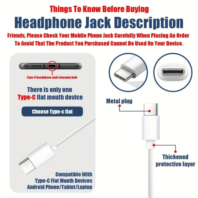 Type C Wired Earphones 2pcs In Ear Earbuds With Voice Call Noise Reduction Hifi Stereo Ultra Low Latency Gaming Audio All In One Headset For Iphone 15 Pro Max And Other Type C Usb C Jack Models - Image 3