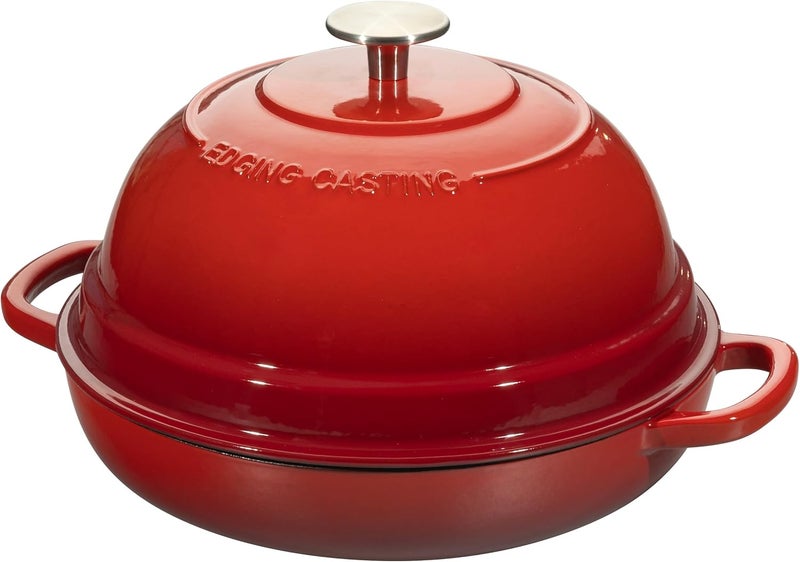 EDGING CASTING Enameled Cast Iron Dutch Oven Pot with Lid, Round Bread Oven for Homemade Sourdough Bread Baking, 6 Quart, Red - Image 2