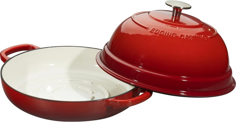 EDGING CASTING Enameled Cast Iron Dutch Oven Pot with Lid, Round Bread Oven for Homemade Sourdough Bread Baking, 6 Quart, Red - Image 5