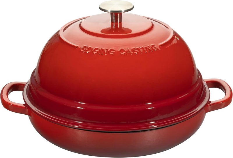 EDGING CASTING Enameled Cast Iron Dutch Oven Pot with Lid, Round Bread Oven for Homemade Sourdough Bread Baking, 6 Quart, Red - Image 1