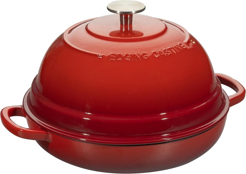 EDGING CASTING Enameled Cast Iron Dutch Oven Pot with Lid, Round Bread Oven for Homemade Sourdough Bread Baking, 6 Quart, Red - Image 4