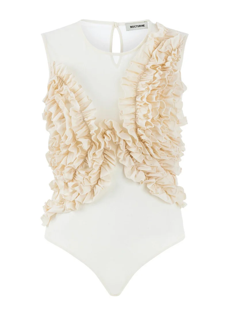 نوكتورن Tulle Bodysuit with Ruffle Detail