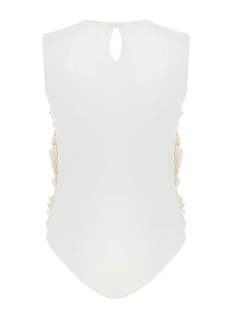 نوكتورن Tulle Bodysuit with Ruffle Detail