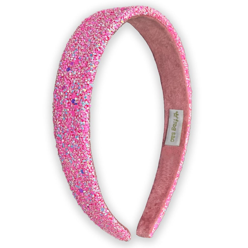 FROG SAC Hairband Iridescent Glitter Headband for Girls 13 inch Headband with NonSlip Lining Sparkly Hair Accessory for Kids Cute Little Girl Hairband Pink Single Pack