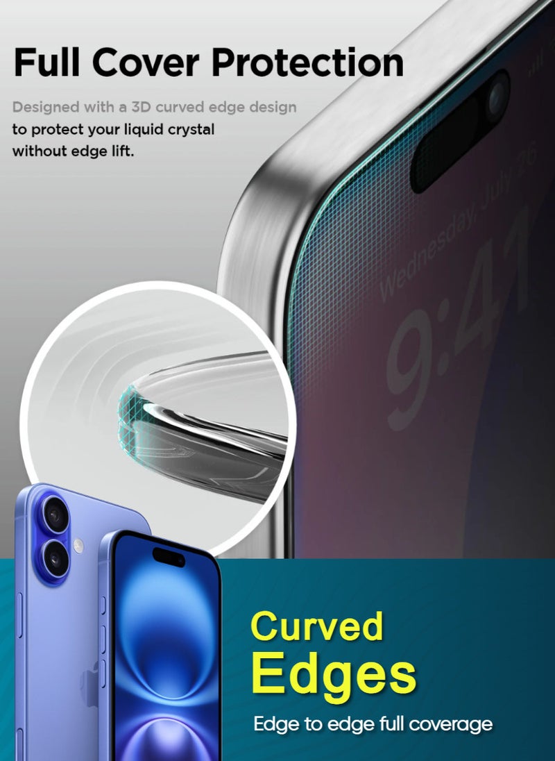 Tempered Dustproof Privacy Glass Screen Protector Compatible For iPhone 16