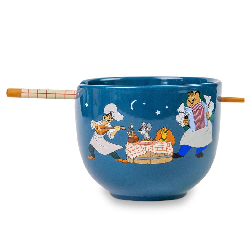 Silver Buffalo Disney Lady And The Tramp Serenade Ceramic Ramen Dinnerware Set | Includes 20-Ounce Noodle Bowl and Wooden Chopsticks - Image 2