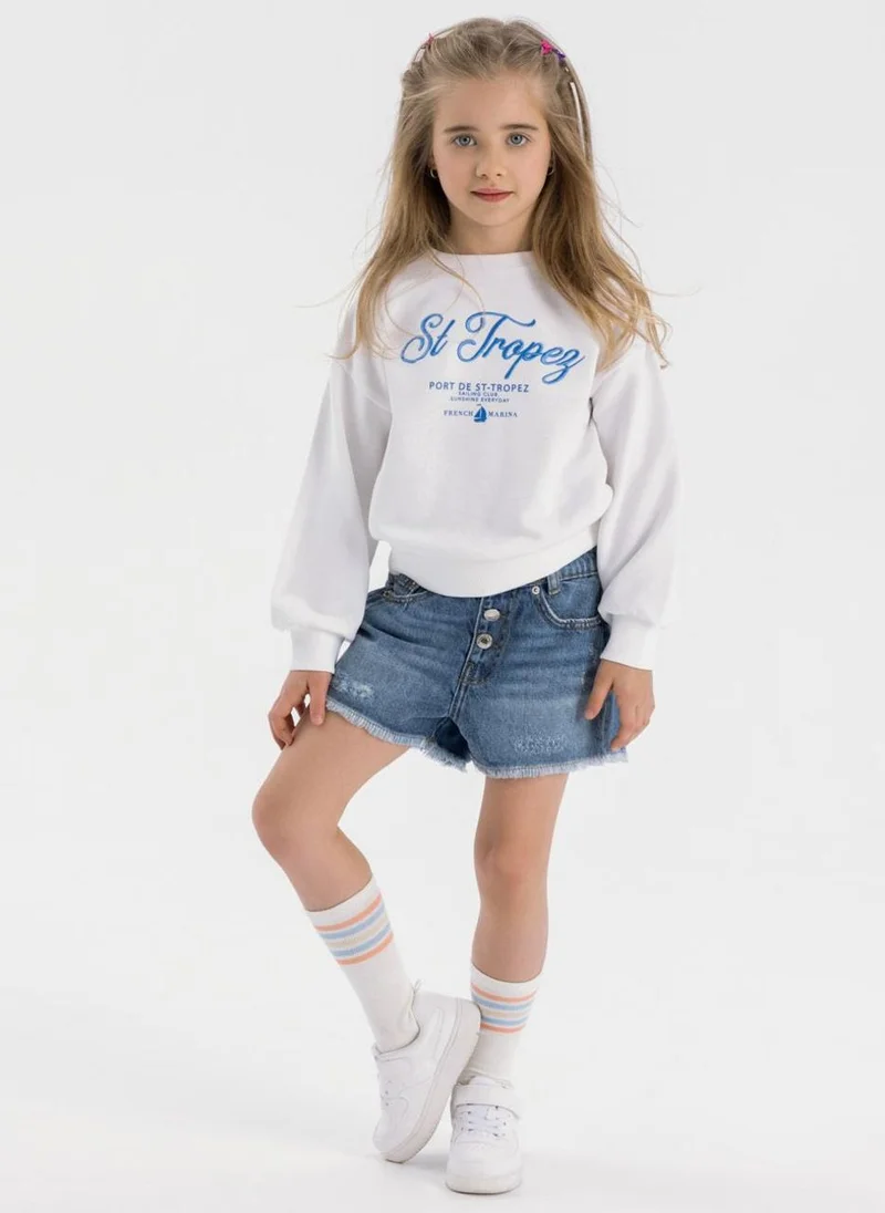 MINOTI Kids Girls Frayed Hem Denim Shorts