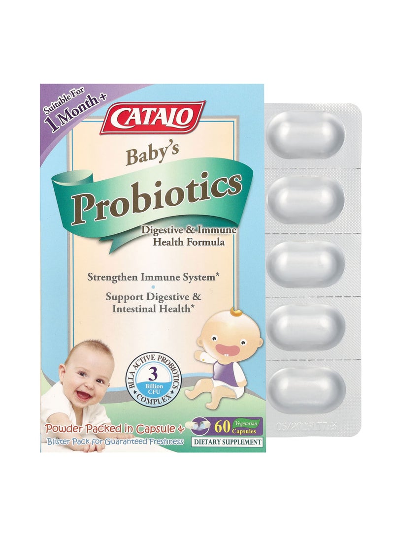 Baby's Probiotics, Digestive & Immune Health Formula, 1 Month+, 3 Billion CFU, 60 Vegetarian Capsules