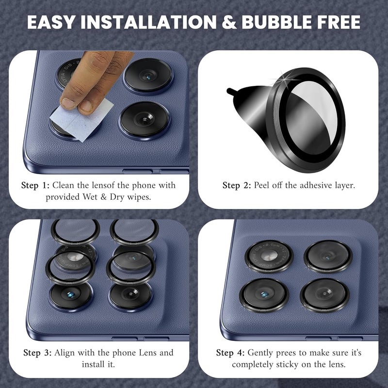 FIRST MART Camera Lens Protectors for Motorola Edge 60 Fusion (6.67 Inches) Tough HD Individual Aluminum Alloy Lens Ring Cover, Scratch Resistant, Thin Lens Protection| Black, 1 Pack - Image 3