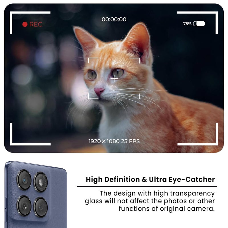 FIRST MART Camera Lens Protectors for Motorola Edge 60 Fusion (6.67 Inches) Tough HD Individual Aluminum Alloy Lens Ring Cover, Scratch Resistant, Thin Lens Protection| Black, 1 Pack - Image 2