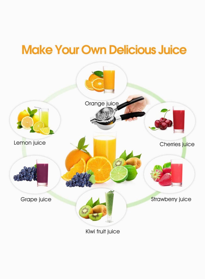 Lemon Squeezer, Lemon Lime Squeezer with Large Bowl and Silicone Handles, Premium Metal Lime Squeezer, 304 Stainless Steel Manual Juicer for Juicing Oranges, Big Lemons & Limes, Black - Image 5