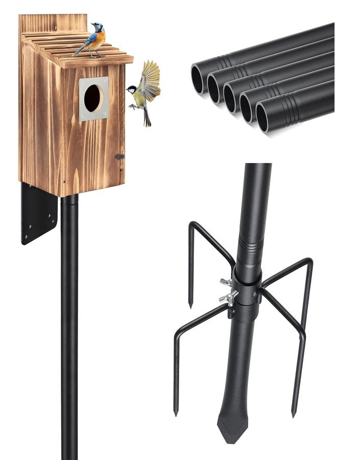 Keplrend Bird Feeder Pole, 103 inch Bluebird House Pole for Outside Heavy Duty with 5 Prongs Base, Smart Bird Feeder Stand for Outdoor Wild Birds Watching, Birds Buddy Mounting Poles - Image 1