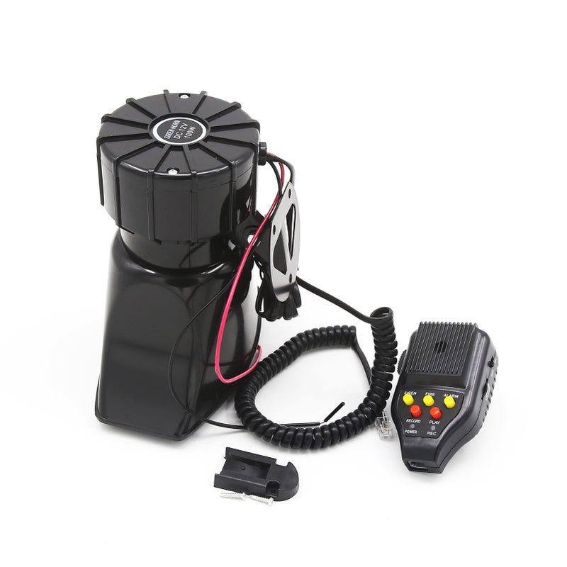 Car Recording Siren Speaker, 12V 100W 3 Tones Car Siren Horn Speaker and Mic PA Speaker System with Recording Function, Volume Control, Switch on-Off Function, Status Indicator Light - Image 4