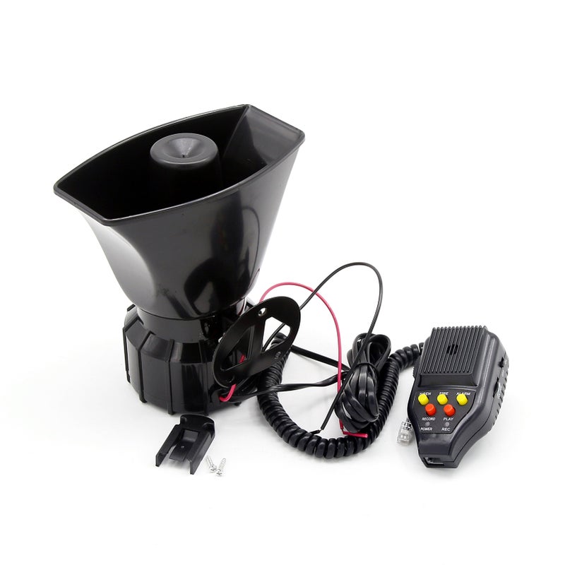 Car Recording Siren Speaker, 12V 100W 3 Tones Car Siren Horn Speaker and Mic PA Speaker System with Recording Function, Volume Control, Switch on-Off Function, Status Indicator Light - Image 5