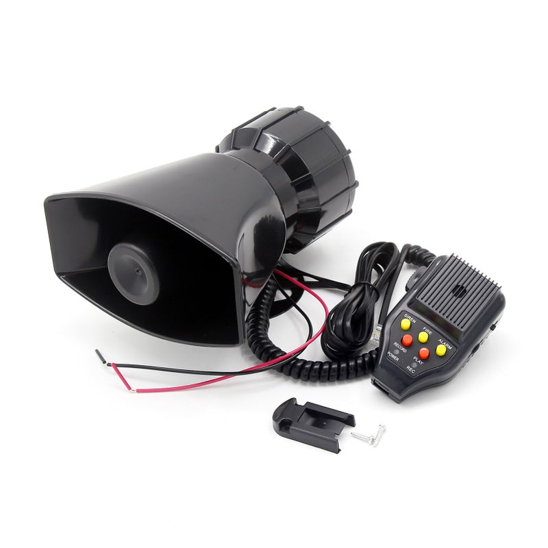 Car Recording Siren Speaker, 12V 100W 3 Tones Car Siren Horn Speaker and Mic PA Speaker System with Recording Function, Volume Control, Switch on-Off Function, Status Indicator Light - Image 1