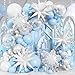Froova Blue White Christmas Balloon Arch Garland Kit 115Pcs Light Blue Pearl White and Transparent Xmas Balloons White Snowflake Explosion Star Balloon for Winter Wonderland Holiday Christmas Decor - Image 2