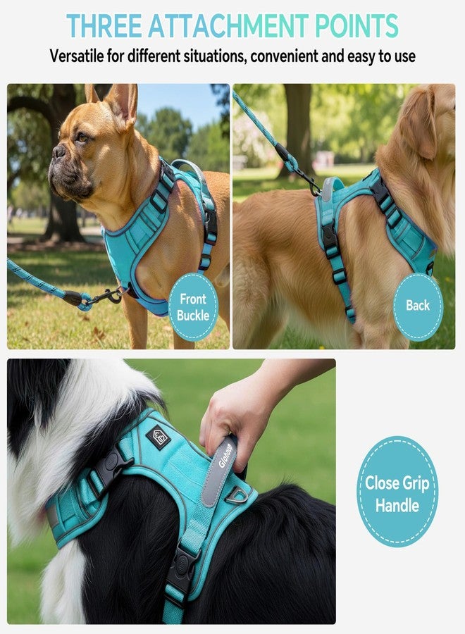 Glohoop Heavy Duty Tactical Dog Harness for Medium Dogs, No Pull Dog Harness with Handle & Front Clip, Reflective Soft Padded, Hook and Loop Panel, Dog Vest for Walking, Service Training, Blue - Image 3