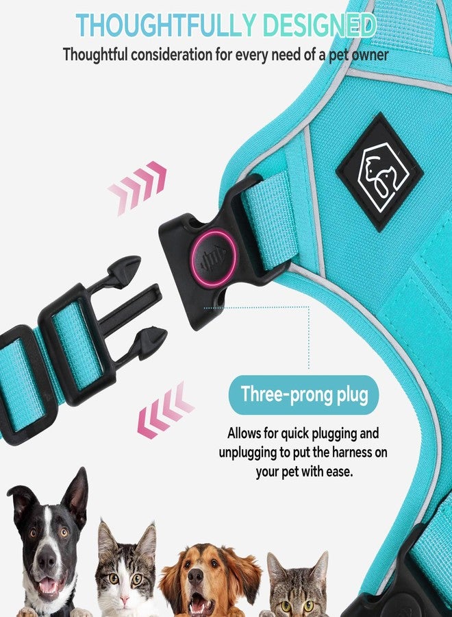 Glohoop Heavy Duty Tactical Dog Harness for Medium Dogs, No Pull Dog Harness with Handle & Front Clip, Reflective Soft Padded, Hook and Loop Panel, Dog Vest for Walking, Service Training, Blue - Image 4