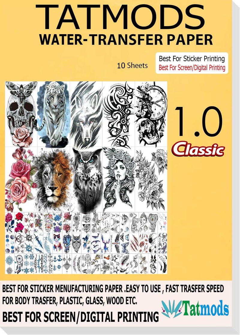 Tatmods Waterslide Decal Paper INKJET CLEAR 10 Sheets Premium Water-Slide Transfer Transparent, Printable, A4 Size - Image 1