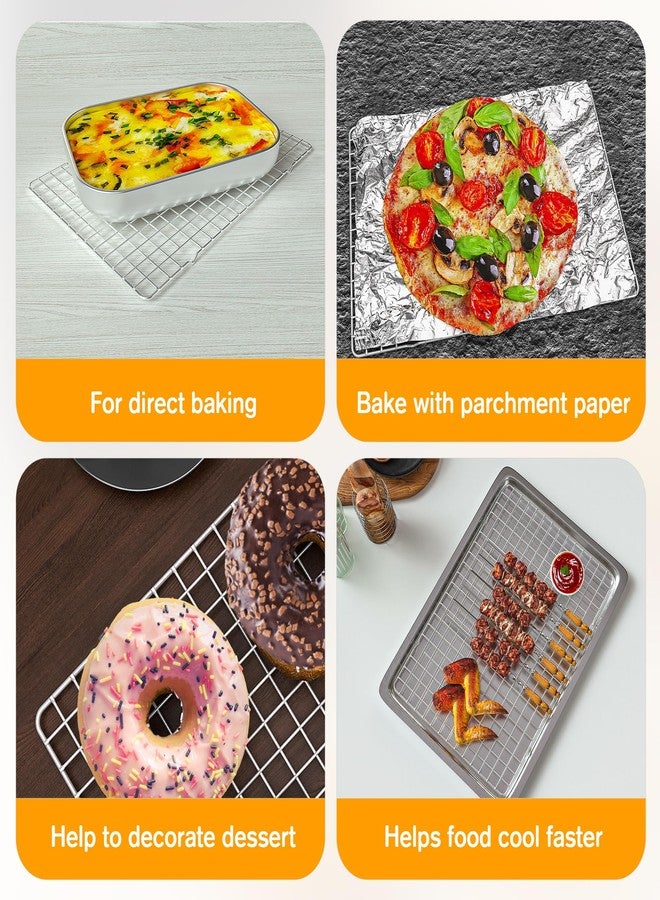 Qukaka رفان للتبريد للطبخ والخبز - رف سلكي متين من الفولاذ المقاوم للصدأ مقاس 10 × 15 بوصة للخبز والشواء والتحميص - آمن للاستخدام في الفرن وغسالة الصحون - يناسب صينية خبز الجيلي رول - فضي - Image 4