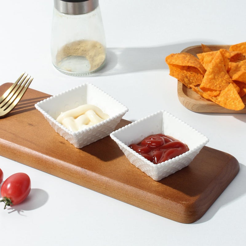 UIBFCWN 2.3 oz Ceramic Dip Bowls Set  White Dipping Sauce Bowls/Dishes for Tomato Sauce  2.7 Inches Soy Sauce Dish  Square Side Dishes  Mini Appetizer Plates for Condiment Sushi - Image 3