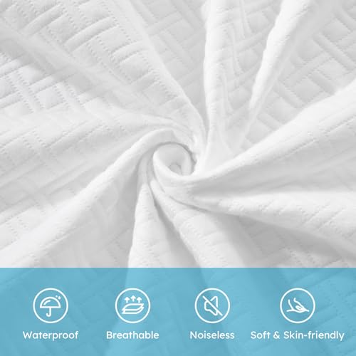 Cozymaker King Size 100% Waterproof Mattress Protector, Cooling Mattress Cover Fitted 8-21" Deep Pocket, 3D Air Fabric Soft Breathable Bed Mattress Pad Cover Noiseless Washable - Image 2