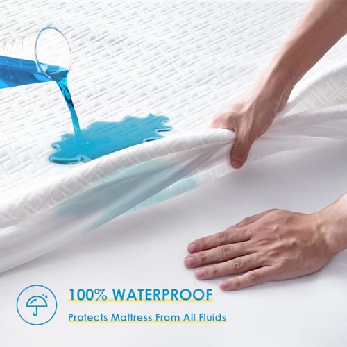 Cozymaker King Size 100% Waterproof Mattress Protector, Cooling Mattress Cover Fitted 8-21" Deep Pocket, 3D Air Fabric Soft Breathable Bed Mattress Pad Cover Noiseless Washable - Image 3