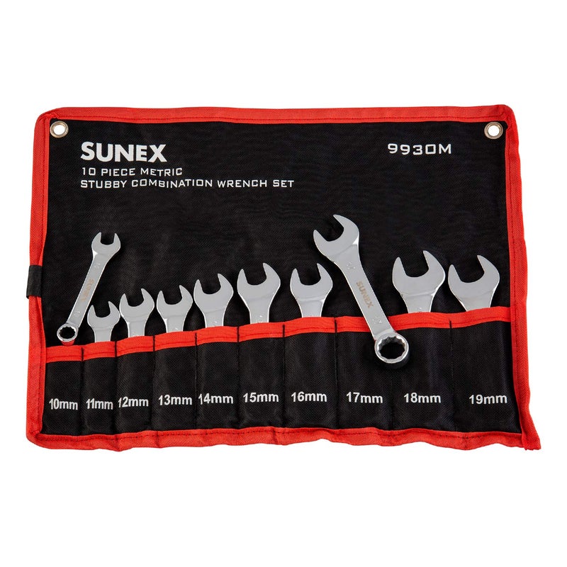 Sunex Tools 9930M Metric Stubby Combination Wrench Set 10Piece