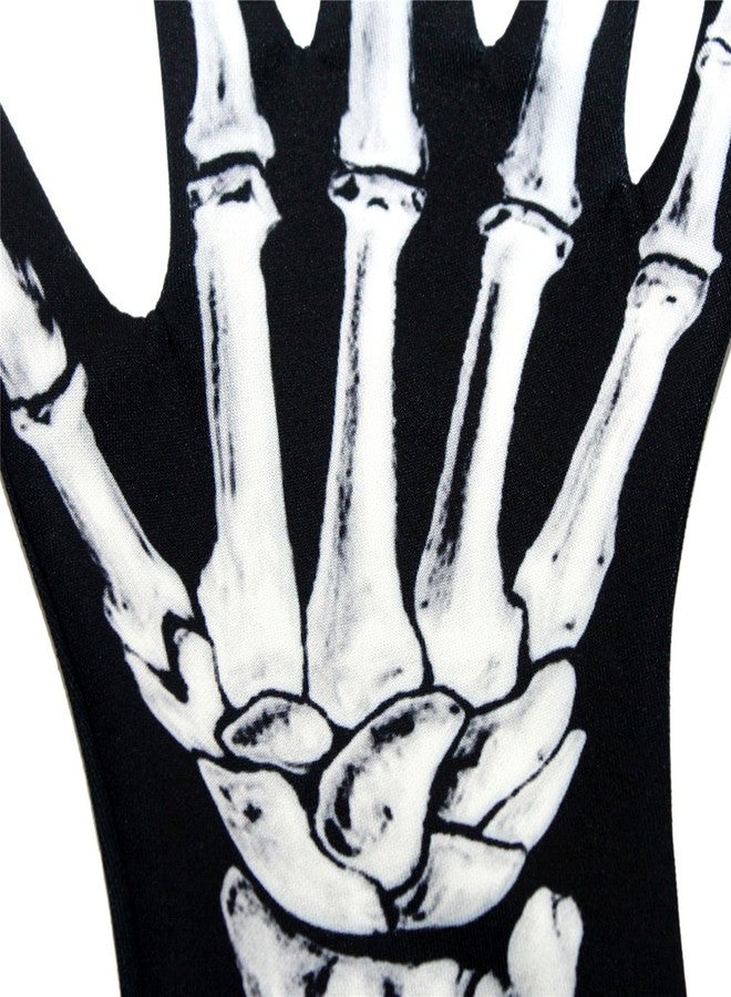 CARMELIT Halloween Skeleton Gloves Full Finger Gloves Cosplay Accessories Halloween Skull Ghost Gloves Scary Party Props Halloween Costumes（30x10cm） - Image 2