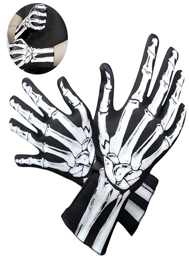 CARMELIT Halloween Skeleton Gloves Full Finger Gloves Cosplay Accessories Halloween Skull Ghost Gloves Scary Party Props Halloween Costumes（30x10cm） - Image 5