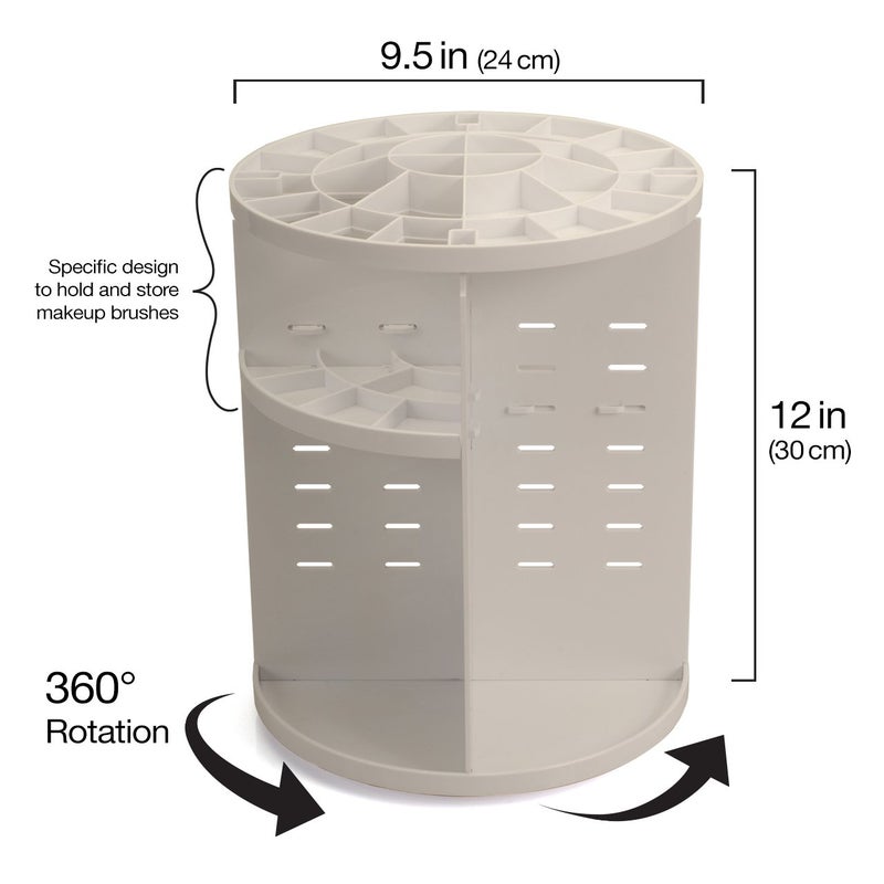 MobileVision MobileVision Makeup Organizer Rotating Tabletop Cosmetic & Toiletry Holder Adjustable Shelving for Brushes  lotions  perfumes  Nail Polish  Skin Care & More  White  - Image 2
