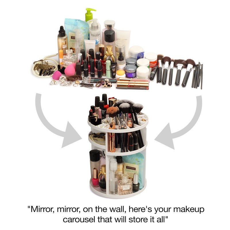MobileVision MobileVision Makeup Organizer Rotating Tabletop Cosmetic & Toiletry Holder Adjustable Shelving for Brushes  lotions  perfumes  Nail Polish  Skin Care & More  White  - Image 3