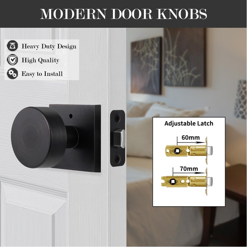 Newliplace Oil Rubbed Bronze Door Knobs Interior Pricacy Door Knobs With Lock  Square Vintage Style Door Handles For Bedroom And Bathroom - Image 3