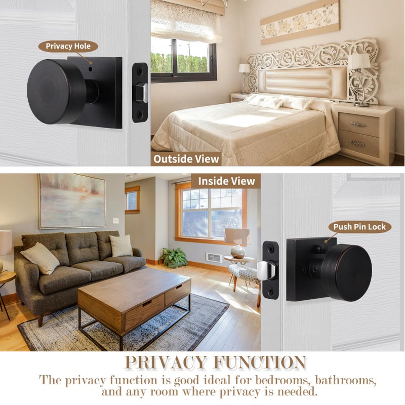 Newliplace Oil Rubbed Bronze Door Knobs Interior Pricacy Door Knobs With Lock  Square Vintage Style Door Handles For Bedroom And Bathroom - Image 2