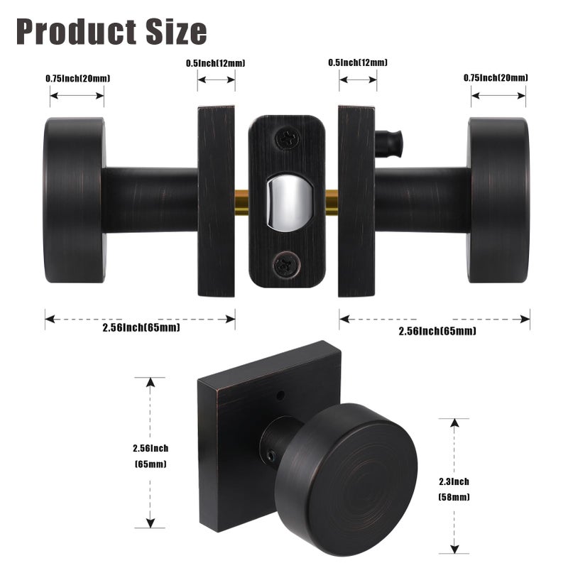 Newliplace Oil Rubbed Bronze Door Knobs Interior Pricacy Door Knobs With Lock  Square Vintage Style Door Handles For Bedroom And Bathroom - Image 5