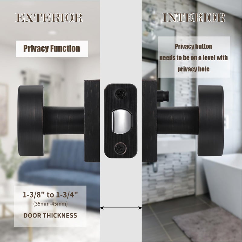 Newliplace Oil Rubbed Bronze Door Knobs Interior Pricacy Door Knobs With Lock  Square Vintage Style Door Handles For Bedroom And Bathroom - Image 4