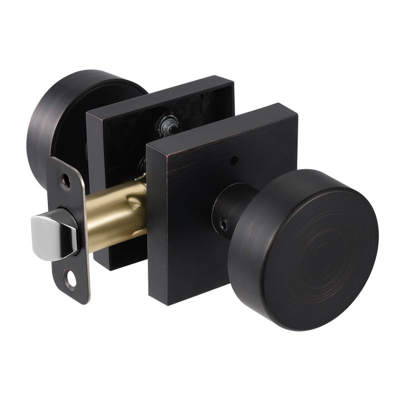 Newliplace Oil Rubbed Bronze Door Knobs Interior Pricacy Door Knobs With Lock  Square Vintage Style Door Handles For Bedroom And Bathroom - Image 1