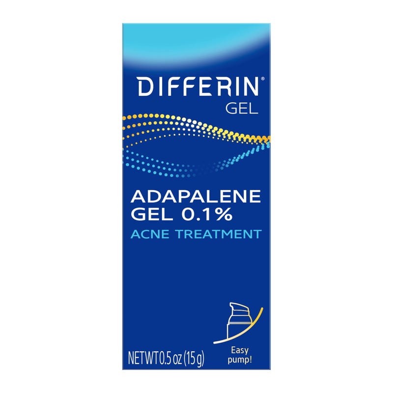 Differin Acne Treatment Gel, 30 Day Supply, Retinoid Treatment for Face with 0.1% Adapalene, Gentle Skin Care for Acne Prone Sensitive Skin, 15g Pump (Packaging May Vary) - Image 1