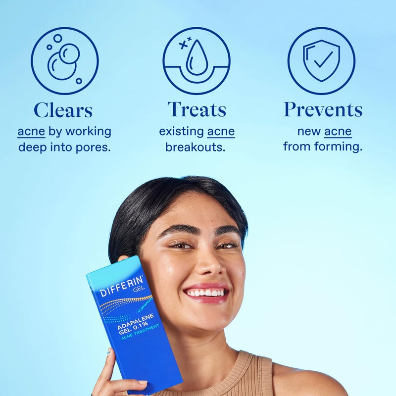 Differin Acne Treatment Gel, 30 Day Supply, Retinoid Treatment for Face with 0.1% Adapalene, Gentle Skin Care for Acne Prone Sensitive Skin, 15g Pump (Packaging May Vary) - Image 2