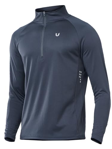 NORTHYARD Mens Quarter Zip Pullover Athletic Running 14 Zip Long Sleeve Pullovers Quick Dry Lightweight Tennis Gym Shirts COOLGREY XL - Image 1