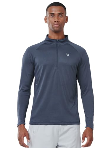 NORTHYARD Mens Quarter Zip Pullover Athletic Running 14 Zip Long Sleeve Pullovers Quick Dry Lightweight Tennis Gym Shirts COOLGREY XL - Image 3